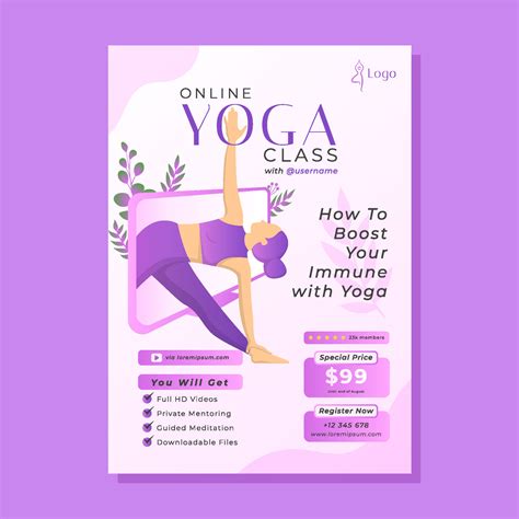 Yoga Online Class Poster Template 8603835 Vector Art At Vecteezy