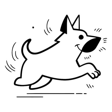 Premium Vector Cute Dog Running Vector Illustration In Doodle Style