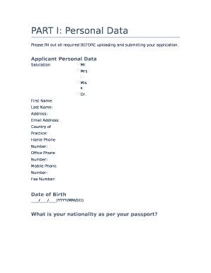 PART I Personal Data Doc Template PdfFiller