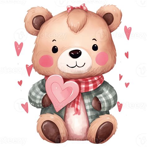 Watercolor Cute Teddy Bear Clipart Illustration Ai Generative 32898401 Png