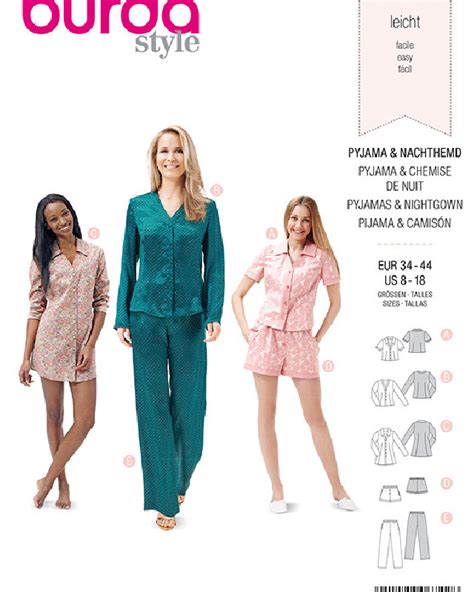 Patron Pyjama Chemise Burda 6742 Mercerine