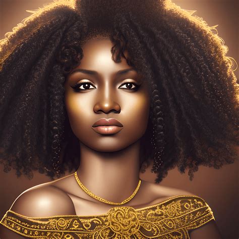 Melanin Dark Skinned Woman Big Curls Hyperrealistic 8k Clarity