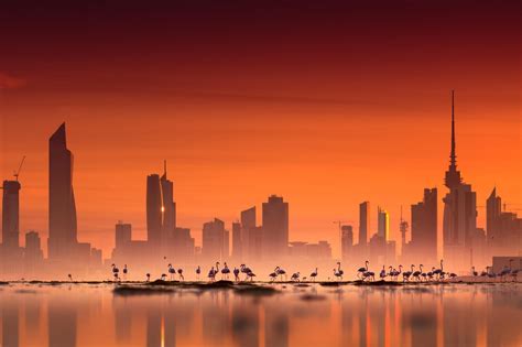 Wallpaper Sunset Sea City Cityscape Architecture Water Urban