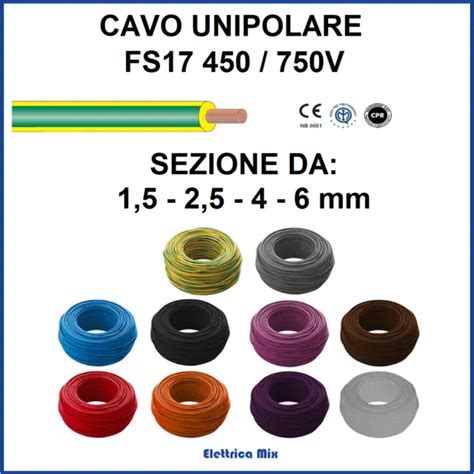 CAVO FILO ELETTRICO Unipolare Fs17 Cpr 1 5 2 5 4 6 Mm Matassa Cordina