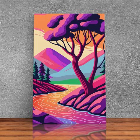 Surrealist Pop Art Pink Fantasy Landscape Art Framed Canvas Print