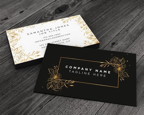 Gold Floral Business Card Go Print Plus