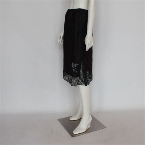 50s Barbizon Satin Sylfair Black Half Slip With Lace … Gem