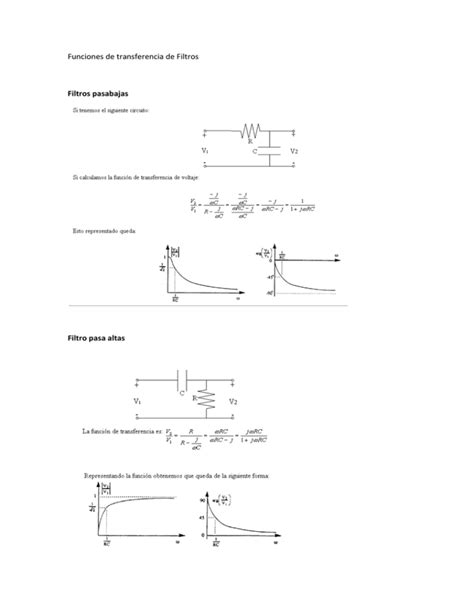 Funciones De Transferencia De Filtros Filtros Pasabajas Filtro Pasa