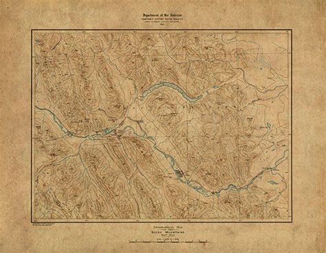 Topographical Map Of The Rocky Mountains 1902 Vintage Etsy Map