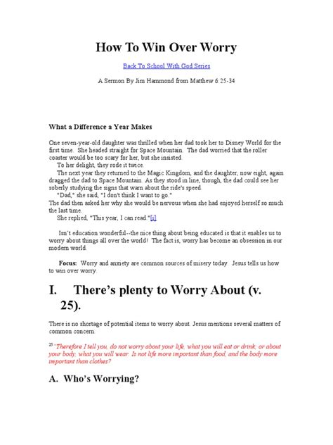 How To Win Over Worry Pdf God The Father Faith