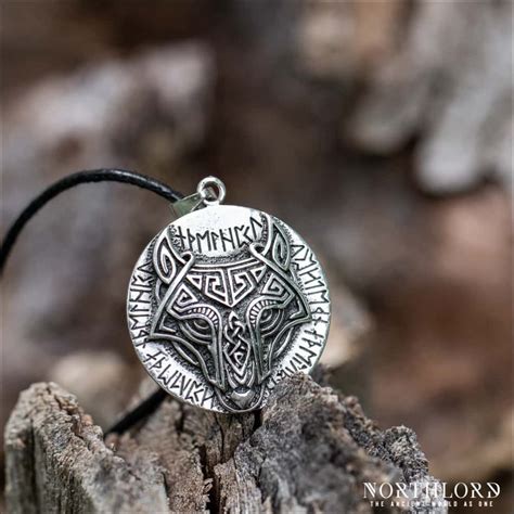 Fenrir Pendant With Runes Sterling Silver - Northlord