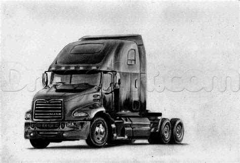 Realistic Semi Truck Drawing Np