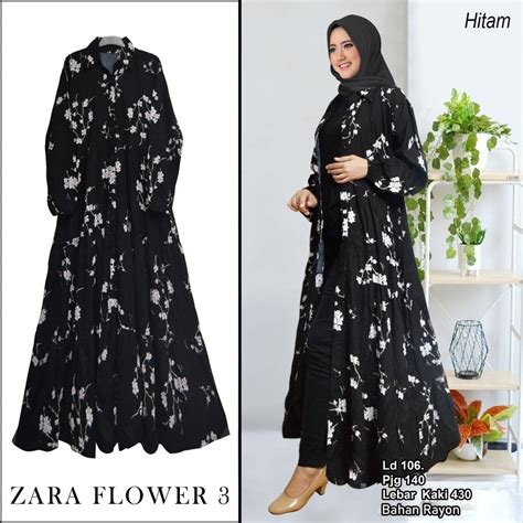 Jual 10 Warna Zara Flower Outer Motif Bunga Ceruty Babydoll Tanah