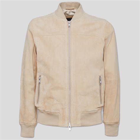 Men Beige Suede Bomber Jacket Real Leather Bomber Jacket For Men