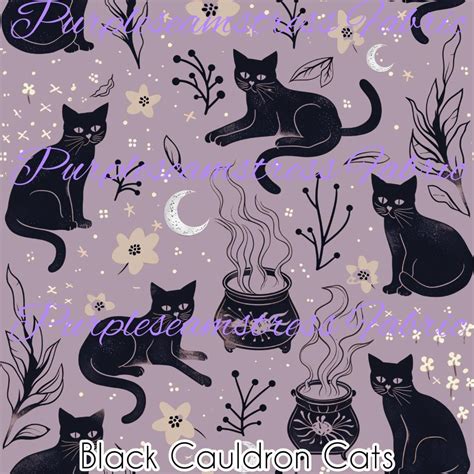 Black Cauldron Cats Purpleseamstress Fabric