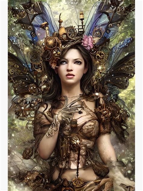 Dark Haired Steampunk Fairy Fantasy Art Poster For Sale By