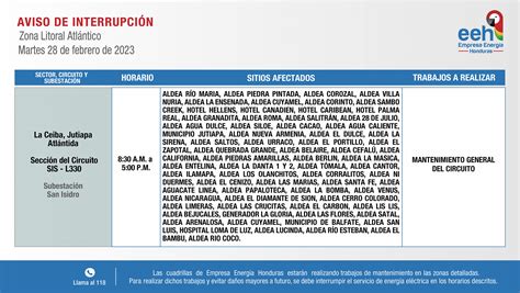 Conozca Los Cortes De Energía Eléctrica Programados Para Este Martes 28