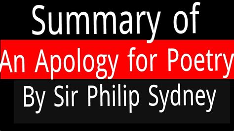 An Apology For Poetry By Philip Sidney Summary In English English