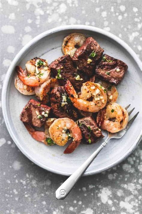 Garlic Butter Surf And Turf Kabobs Steak And Shrimp Creme De La Crumb