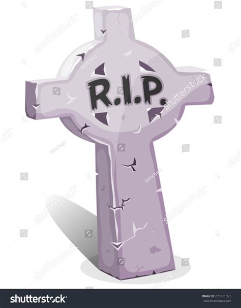 Cartoon Christian Tombstone Rip Illustration Funny Vector De Stock Libre De Regalías 275311091