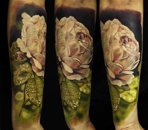 Realism Style Colored Forearm Tattoo Of White Rose Tattooimages Biz