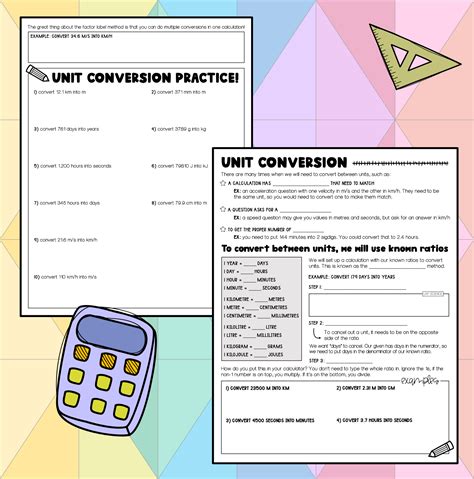 Science Skills Unit Conversion Factor Label Method Notes Practice