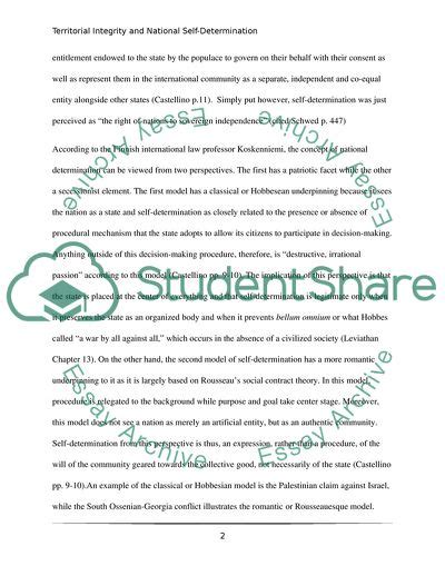 The Conflict Between Territorial Integrity And Self Determination Essay