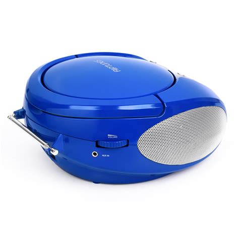 Riptunes Cd Player Boombox Portable Blue Aux In Cd Boombox Amfm Radio For Assured Amusement