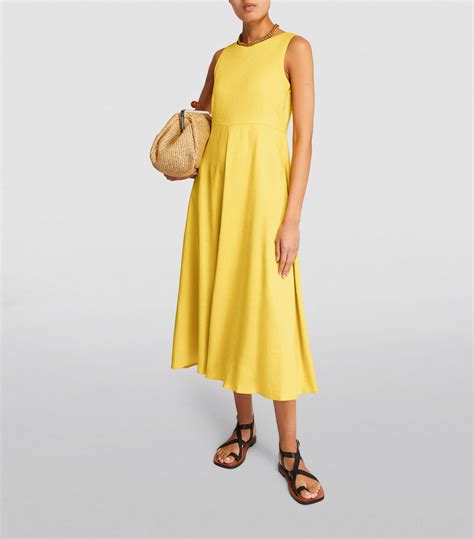 Womens Weekend Max Mara Yellow Linen Blend Midi Dress Harrods UK