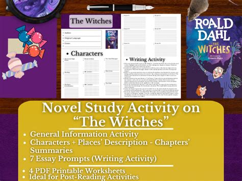 Novel Study Worksheets On The Witches By Roald Dahl Teaching Resources