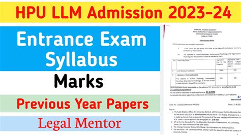 HPU LLM Entrance Exam Syllabus Marks Previous Four Years Entrance