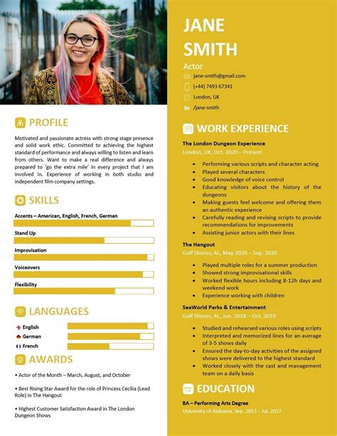 6 Best Résumé Examples for Actors and Actresses