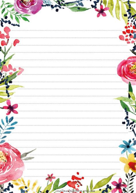 A5 And A4 Floral Frame Printable Letter Paper Etsy