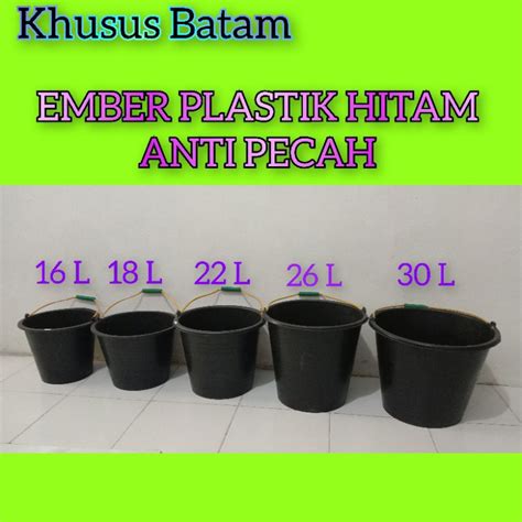 Jual Ember Plastik Hitam Anti Pecah 16L 18L 22L 26L 30L Ember Serbaguna