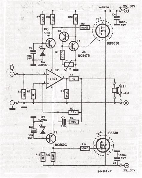 Audio Amplifier Circuit Diagram Using Mosfet