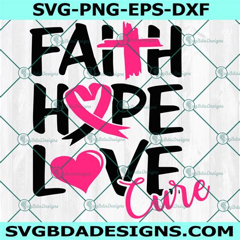 Love Hope Cure Svg Breast Cancer Svg Breast Cancer Awareness Svg