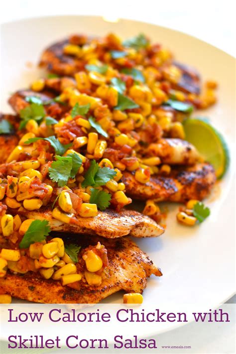 Low Calorie Dinner Recipe Spicy Chicken With Skillet Corn Salsa The Emeals Blog