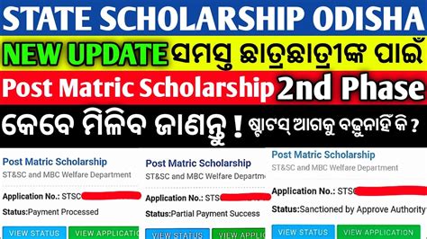 State Scholarship Odisha 2024 New Update Post Matric Scholarship 2nd