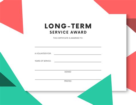 10 Year Service Award Certificate Template