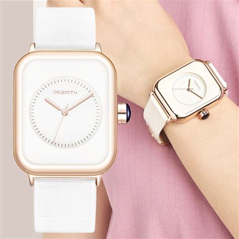 White Leather Women Watches Rebirth Woman Watch Leather Rebirth