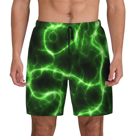 Haiem Green Lightning Mens Swim Trunks With Compression Liner 2 In 1