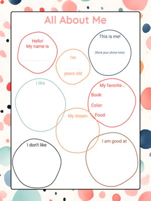 Free Printable All About Me Worksheet Template In Pdf Png And