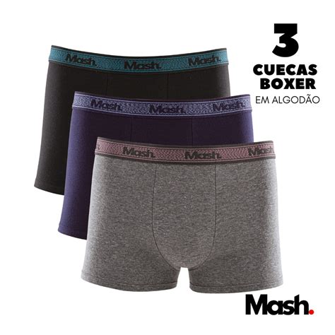 Kit 3 Cuecas Boxer MASH em Algodão 111 42 Escorrega o Preço