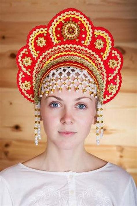 Headdress Kokoshnik Elena Russian Traditional Etsy Russian Traditional Dress Polish