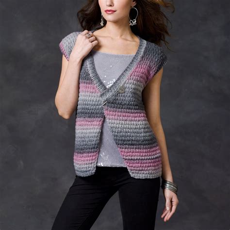 Free Intermediate Red Heart Midnight Sky Vest Knit Pattern Yarnspirations Knit Vest Pattern