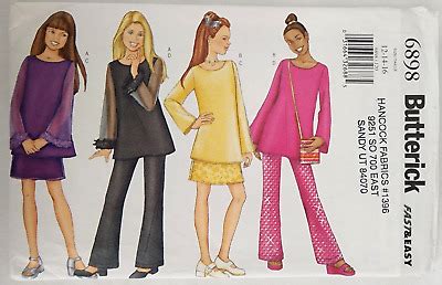 B6898 Sewing Pattern Girls Top Skirt Pants Bag Fast Easy Size 12 16