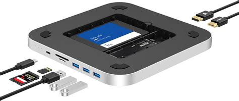 Qwiizlab USB C Hub With Dual Drive Enclosure Docking Station For Mac