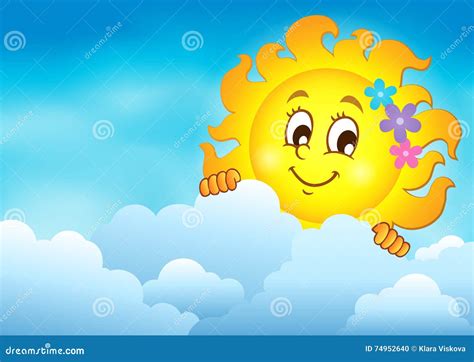 Cloudy Sky With Lurking Sun 7 Stock Vector Illustration Of