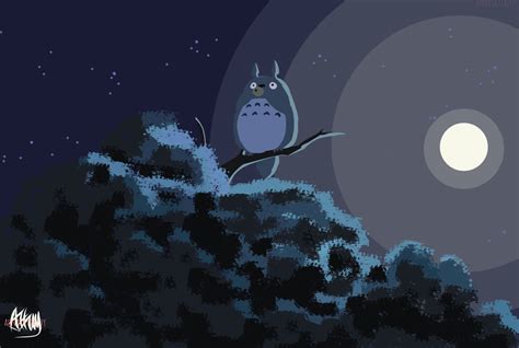 Totoro minimalist flat by ahnasattazqy on DeviantArt