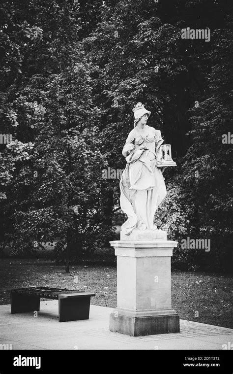 Sandstone Statue In The Saxon Garden Warsaw Poland Allegorical